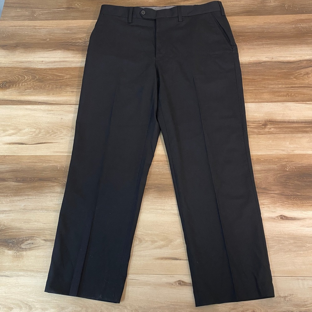 Lands‎ End Mens 34 Black Wool Blend Traditional Fit Dress Pants Trousers 34x29
